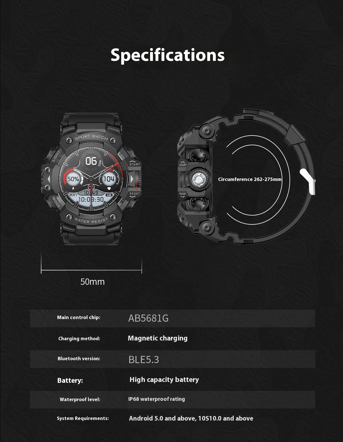 Smart Watch with Bluetooth Calling and flash